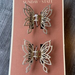 Sunday State beautiful gold Butterfly Hair Clips